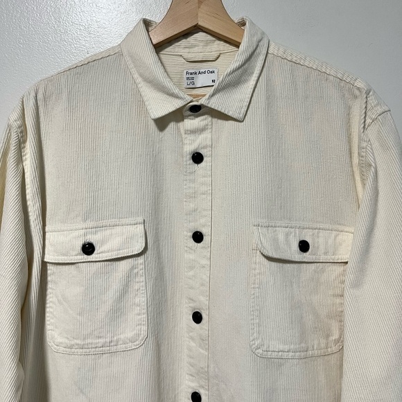 Frank And Oak Men’s Corduroy Overshirt Jacket- L - Cream Casual Utility Style - Picture 11 of 16